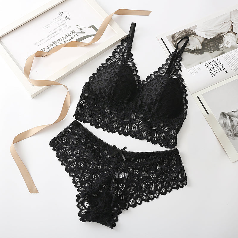 Black Lace Bralette & Panty Set Elegant & Comfortable