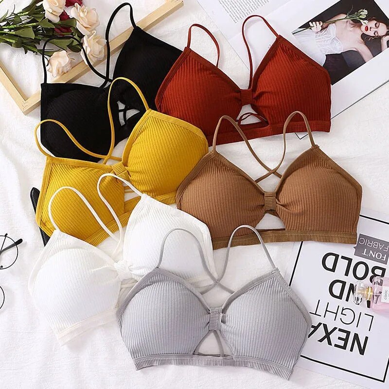 2025 y threaded sports yoga bra pure cotton sports bra fitness top bra breathable strap underwear bra pad wrap chest