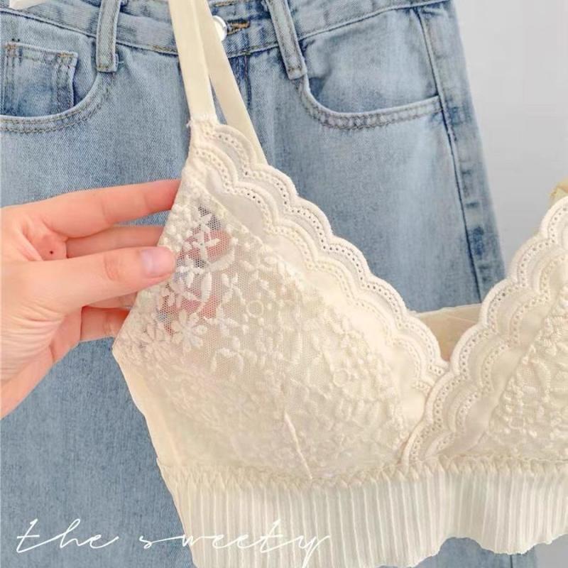 Lace Bras for Women Female Lingerie Backless Brassiere Breathable Underwear Push Up Wireless Solid Color Underclothes