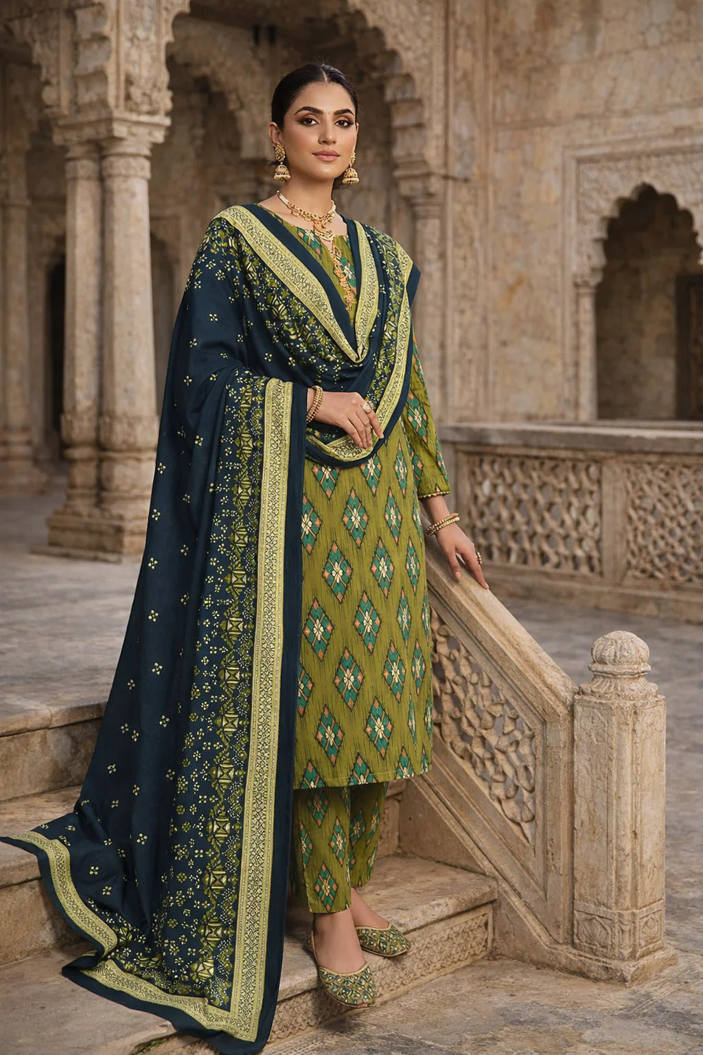 Swiss Lawn Unstitched 3 Piece Suit - A1768