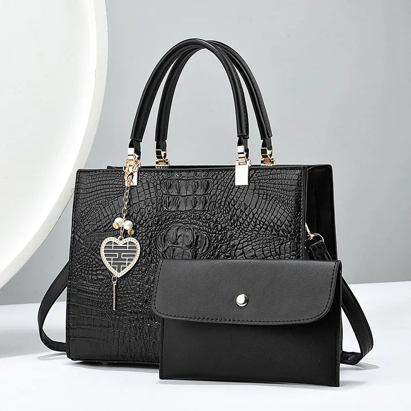2024 New Crocodile Pattern Fashion Women's Handbag with Wallet Casual Large Capacity Tote Bag Women's Shoulder Crossbody Bag