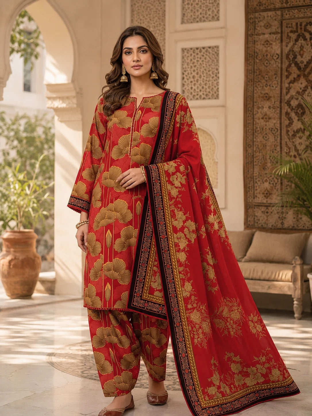 Swiss Lawn Unstitched 3 Piece Suit - A1742