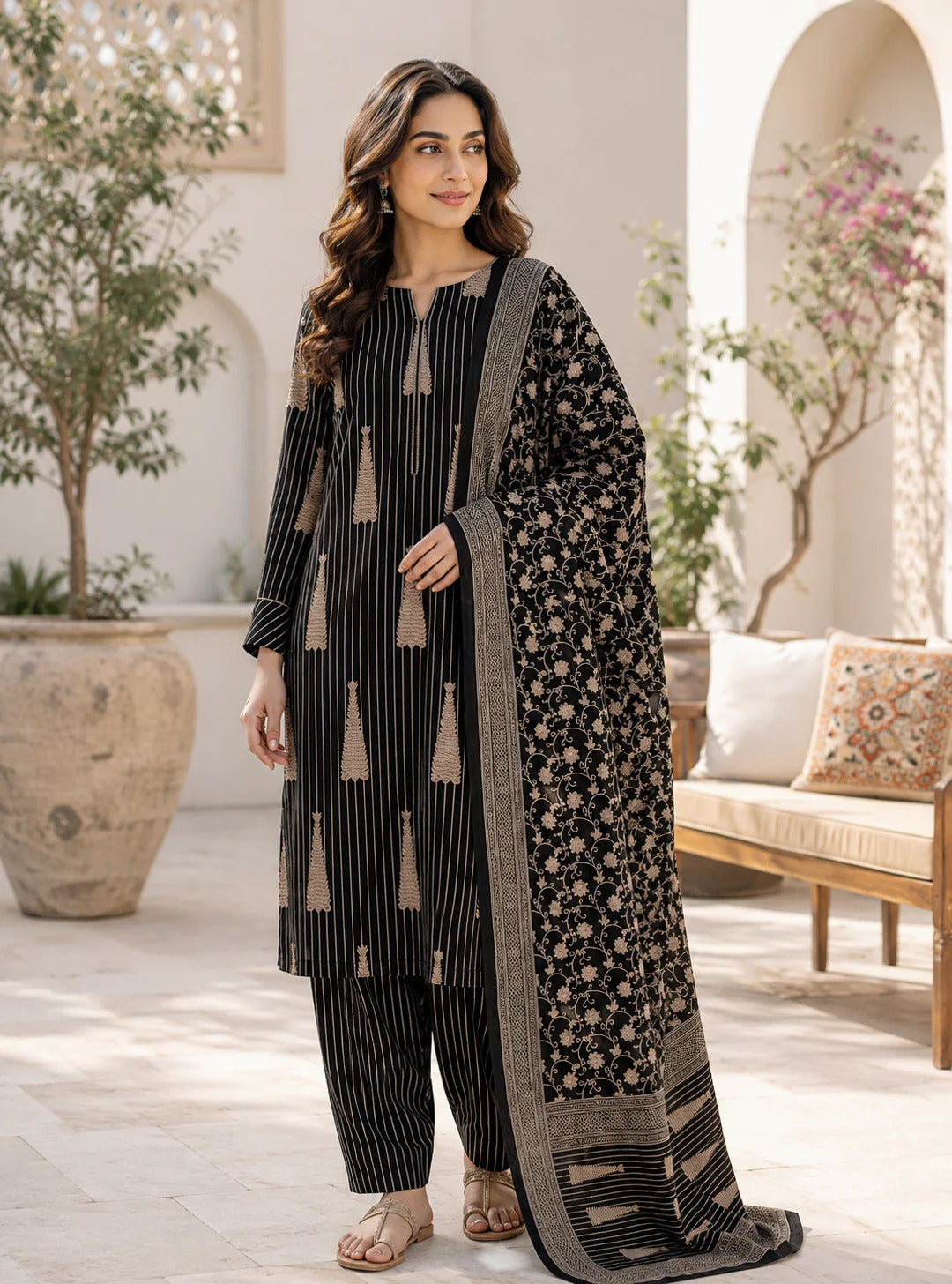 Swiss Lawn Unstitched 3 Piece Suit - A1756