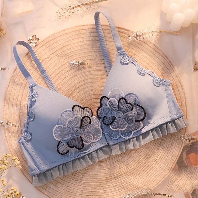 For Women Black Red One-Piece Bra Sets Straps Bralette Cotton Panties Wireless Underwear Lingerie Cup A B