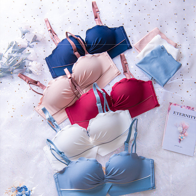 New For Women Red Blue Push Up Cup A B Bra Sets Cotton Panties Sexy Lingerie Set Underwear Wireless Padded112