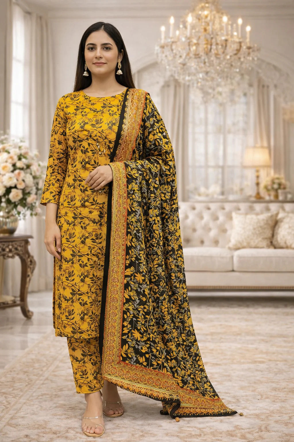 Swiss Lawn Unstitched 3 Piece Suit - A1730