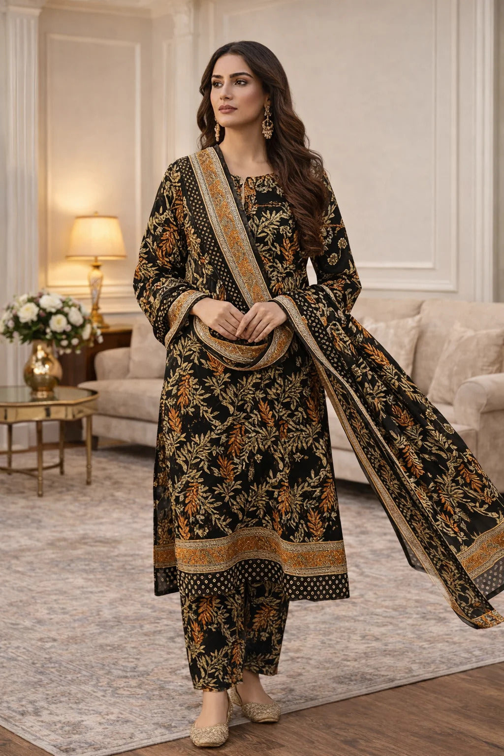 Swiss Lawn Unstitched 3 Piece Suit - A1778