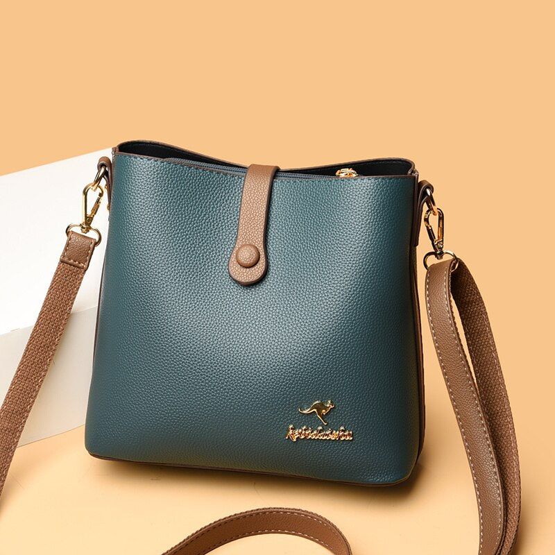 Small Women Shoulder Bag Casual Bucket Bag Female High Quality Pu Leather Messenger Handbag Ladies Solid Color Crossbody Bag Sac
