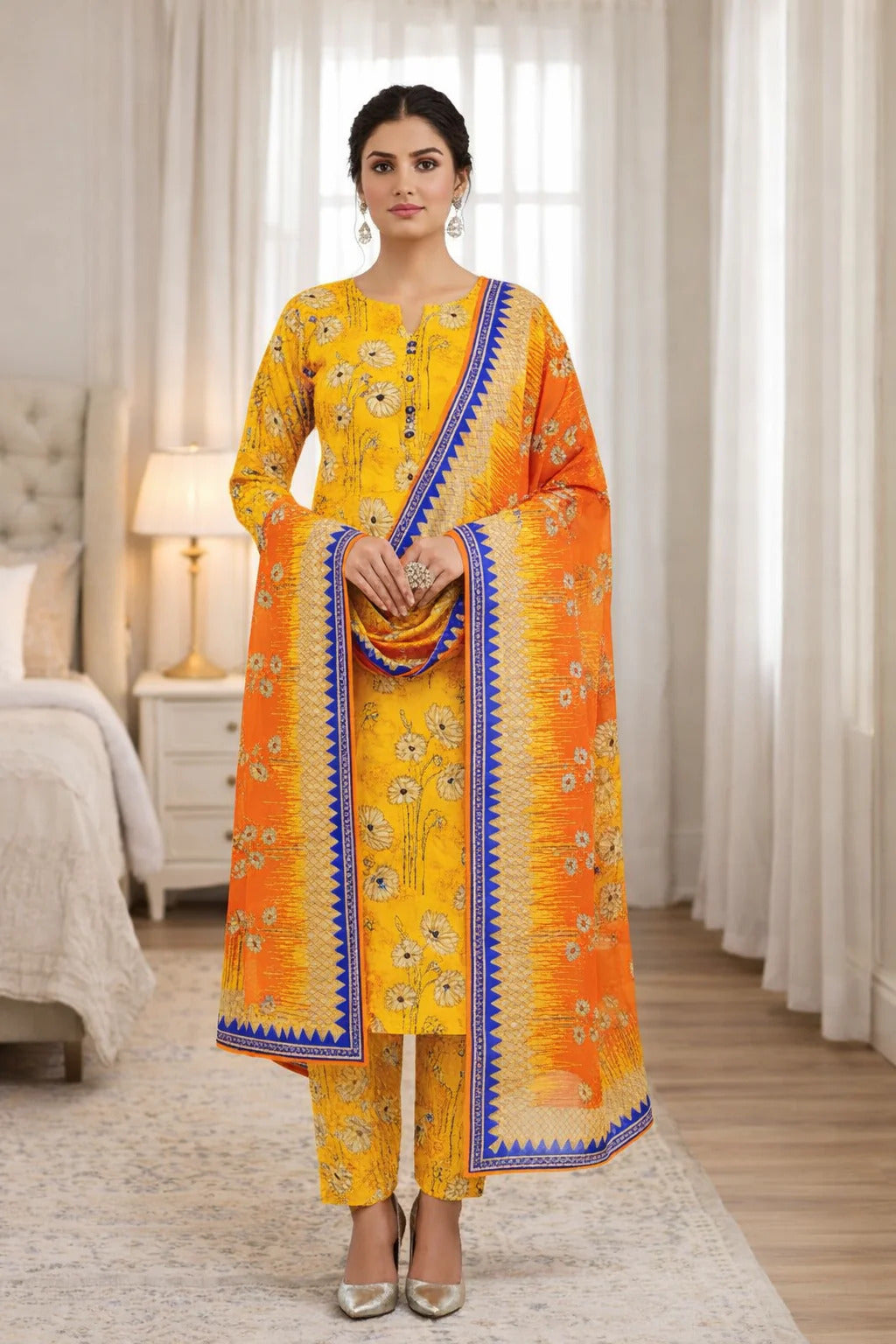 Swiss Lawn Unstitched 3 Piece Suit - A1801