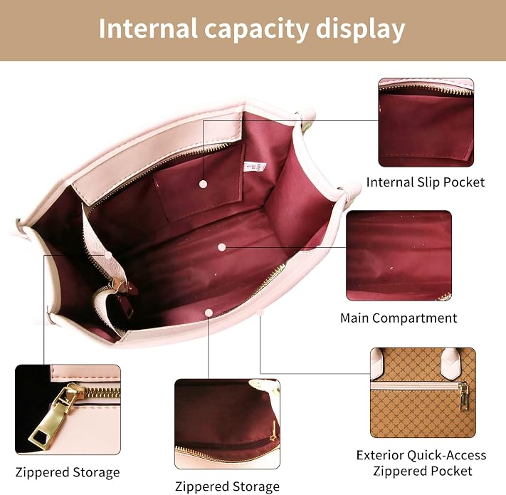 3Pcs Purses and Handbags Set for Women, Top Handle Satchel Shoulder Crossbody Tote Bag Purse with Wallet