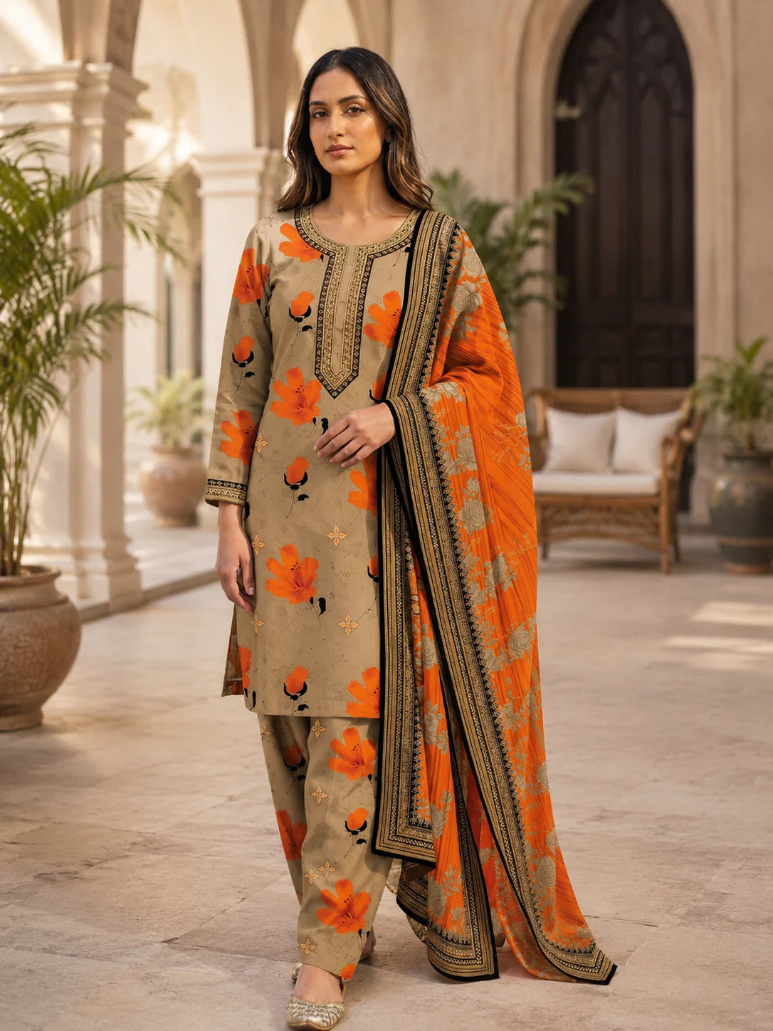 Swiss Lawn Unstitched 3 Piece Suit - A1738