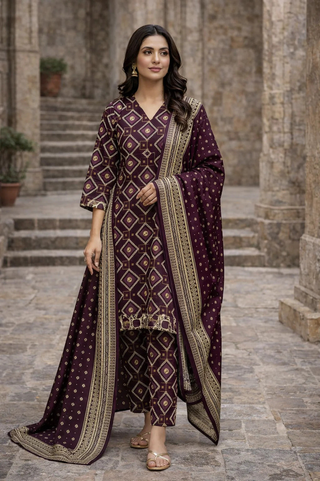 Swiss Lawn Unstitched 3 Piece Suit - A1767
