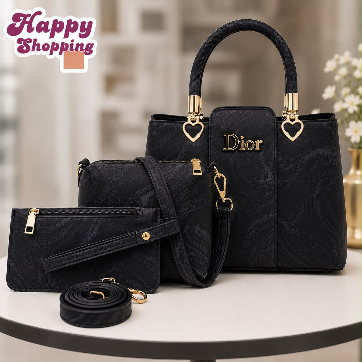 DiorMarbal Texture High Quality 3Pcs Shoulder Bag
