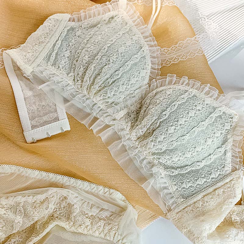 for Women Sexy Lingerie Lace Invisible Straps Bralette Wireless Padded Cotton Panties Push Up Underwear Bra Sets A B