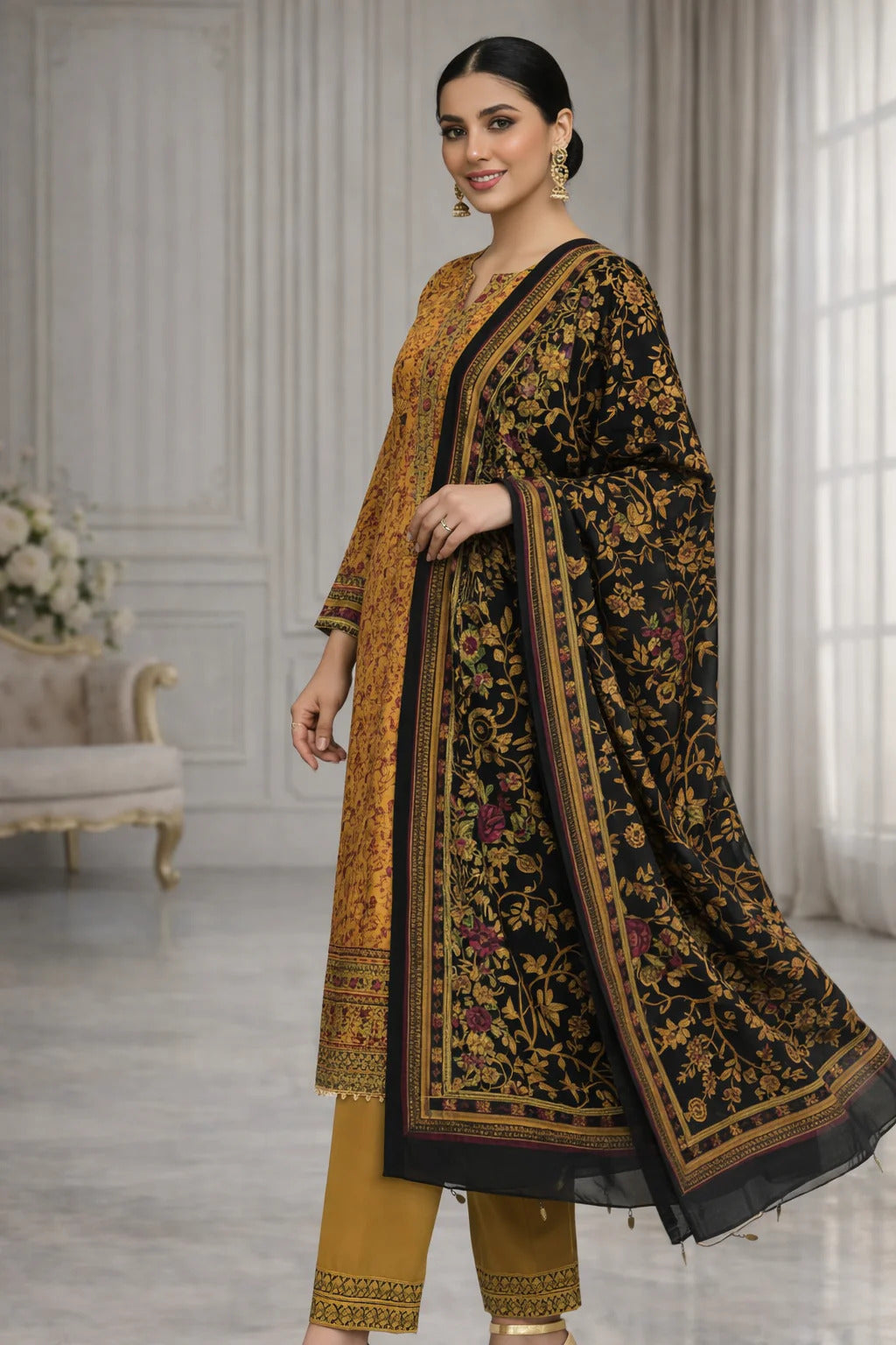 Swiss Lawn Unstitched 3 Piece Suit - A1714