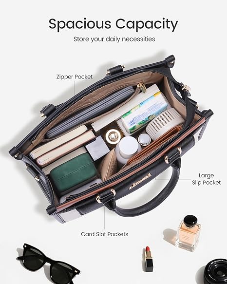 Purses and Handbags for Women, Trendy Satchel Tote Purse, PU Leather Crossbody Shoulder Bag Top Handle for Ladies