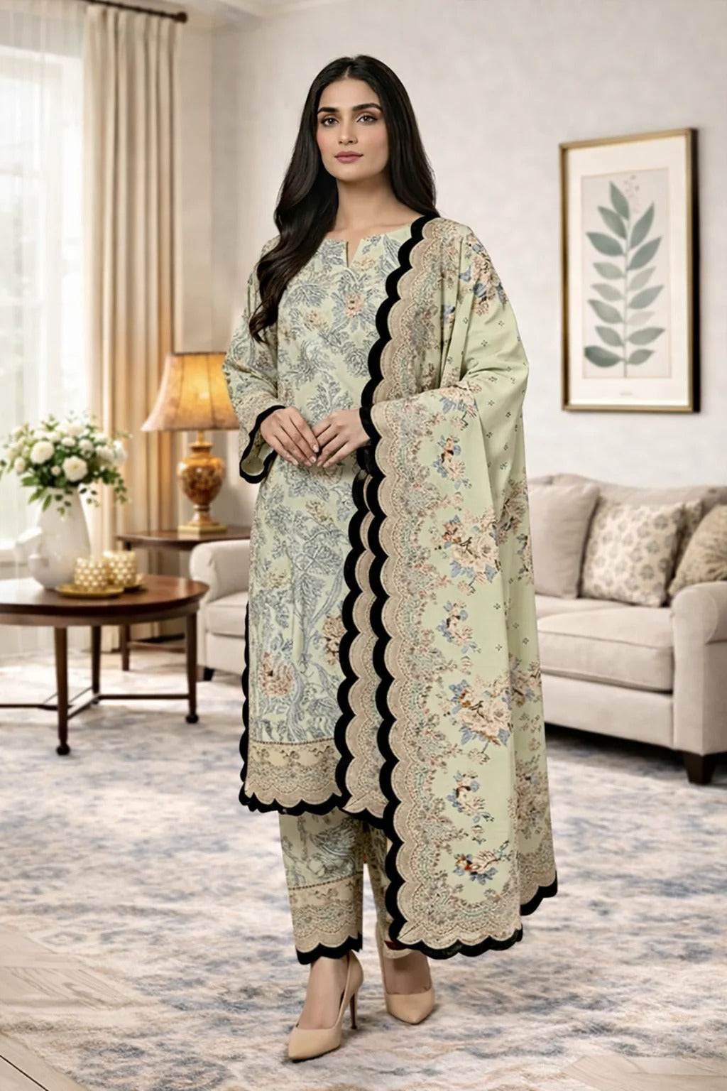 Swiss Lawn Unstitched 3 Piece Suit - A1797