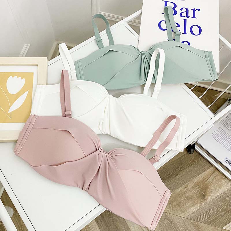 for Women Green Pink One-Piece Bra Sets Seamless Bralette Cotton Panties Push Up Underwear Wireless Lingerie Set