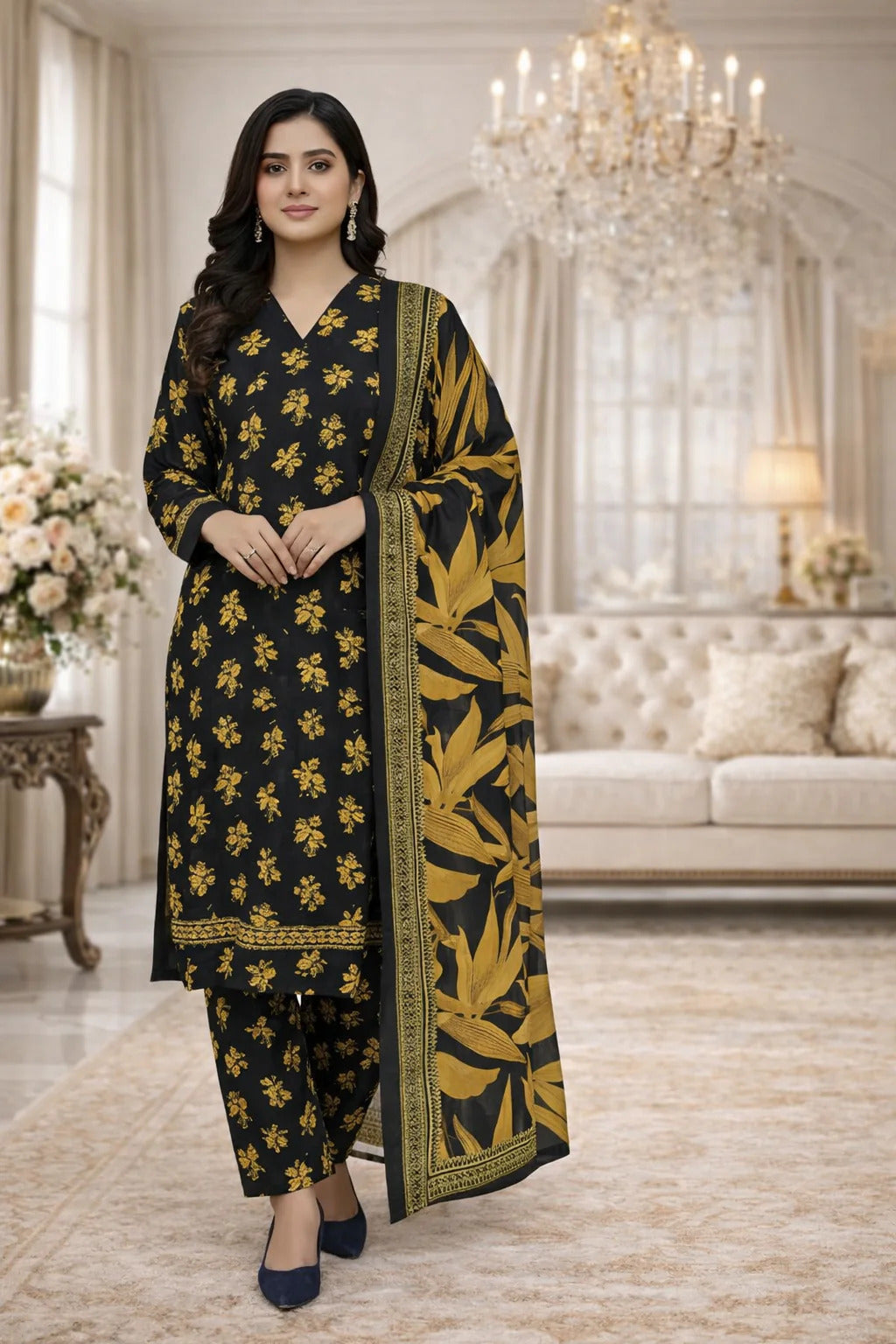 Swiss Lawn Unstitched 3 Piece Suit - A1783