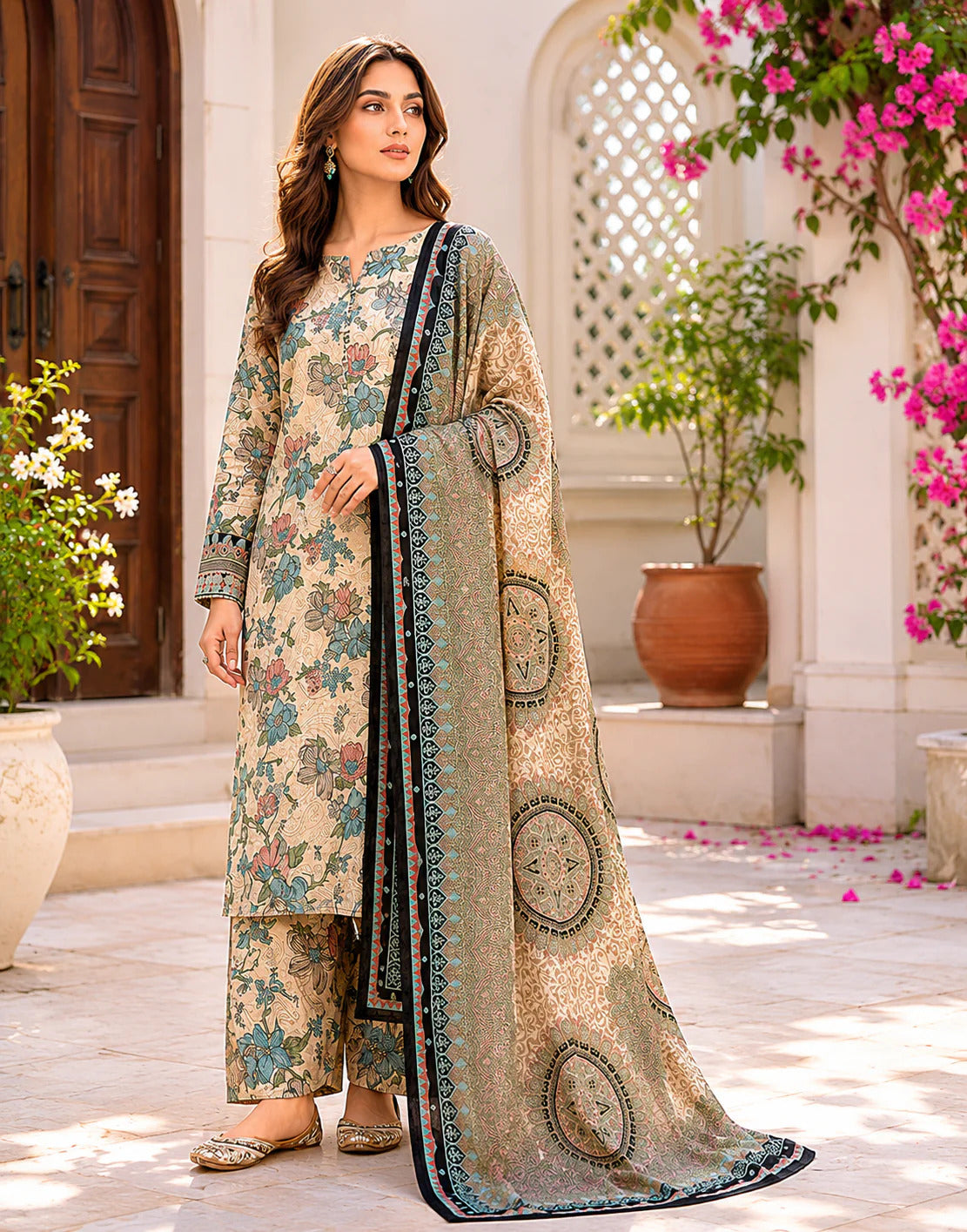 Swiss Lawn Unstitched 3 Piece Suit - A1739