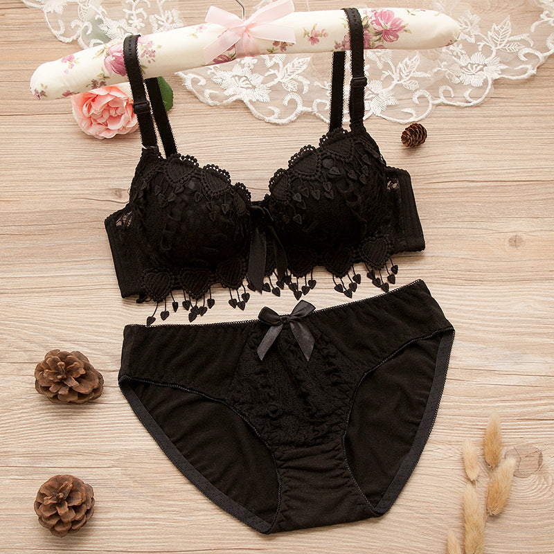 Comfortable Gathering Sexy Underwear Suit Push up Bra Under Ring Lace Rdge Padded Cup Bra+set Lingerie Femme 75AB 80AB 85AB