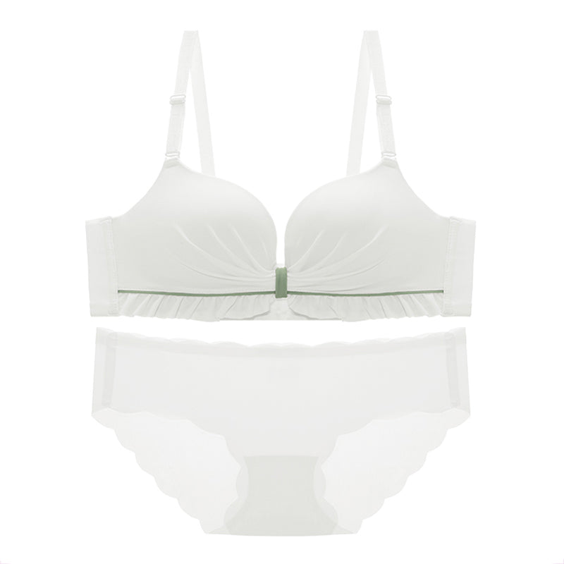 New For Women Yellow Blue Sexy Bras Wireless Bras Cotton Panties Backless Padded Bra Sets A B Underwear Sweet