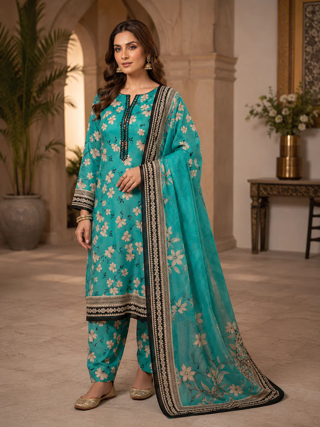Swiss Lawn Unstitched 3 Piece Suit - A1737