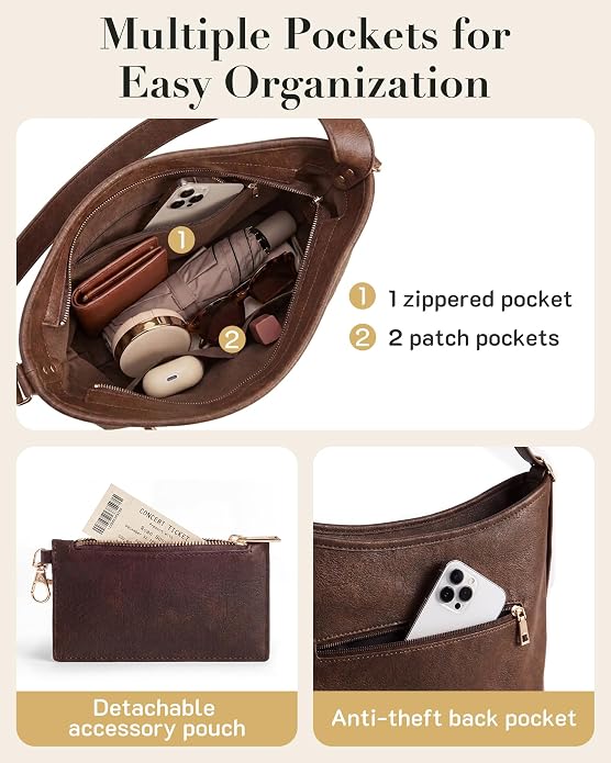 Bag for Women PU Leather Purses, Multi-pocket Crossbody Handbags with Zipper,Shoulder Bags Tote Purse