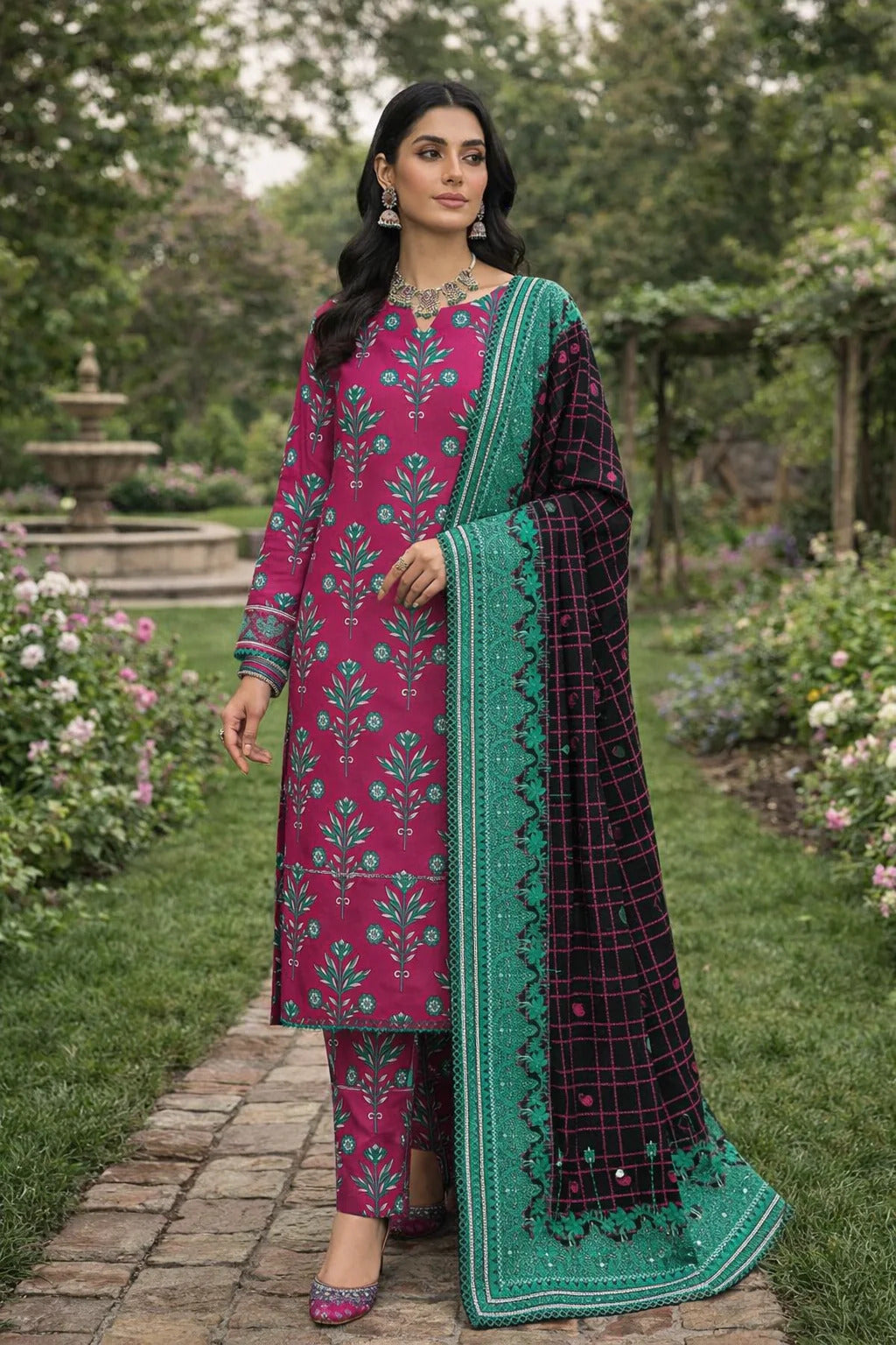Swiss Lawn Unstitched 3 Piece Suit - A1774