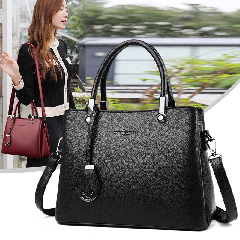 Female Messenger Bag Designer Women Hand Bags High Capacity Leather Shoulder Bags Black Tote Bag Ladies Casual Crossbody Handbag