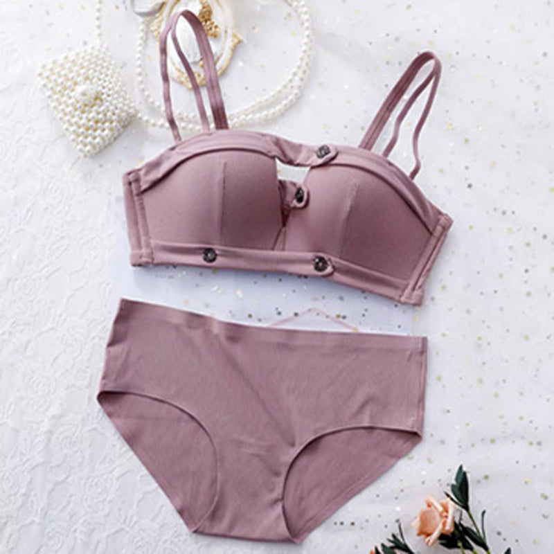New For Women Yellow Padded Straps Half Cup Bras Cotton Panties Push Up Bra Set Sexy Lingerie Set Underwear