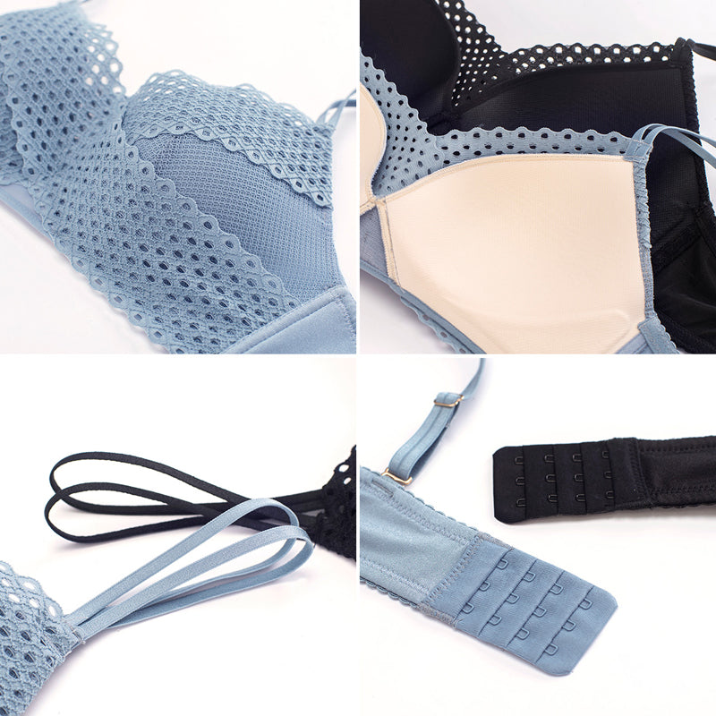White For Women Blue Wireless Bra Sets Lace Cotton Panties Sexy Lingerie Set Underwear A B Japanese