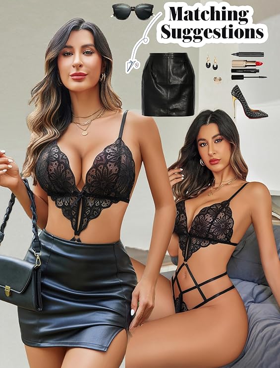 Lingerie for Women One Piece Lace Babydoll Sleepwear Bodysuit