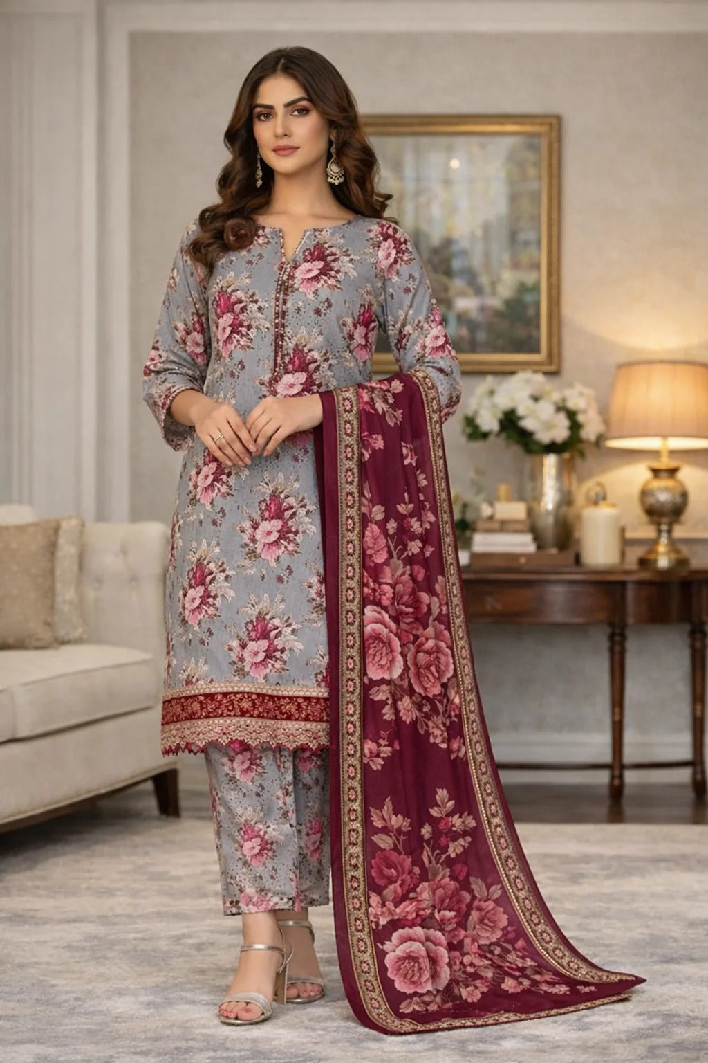 Unstitched Breeze Lawn Suit, All Over Stylish Printed Summer Wear Collection – Random Article VG- 15