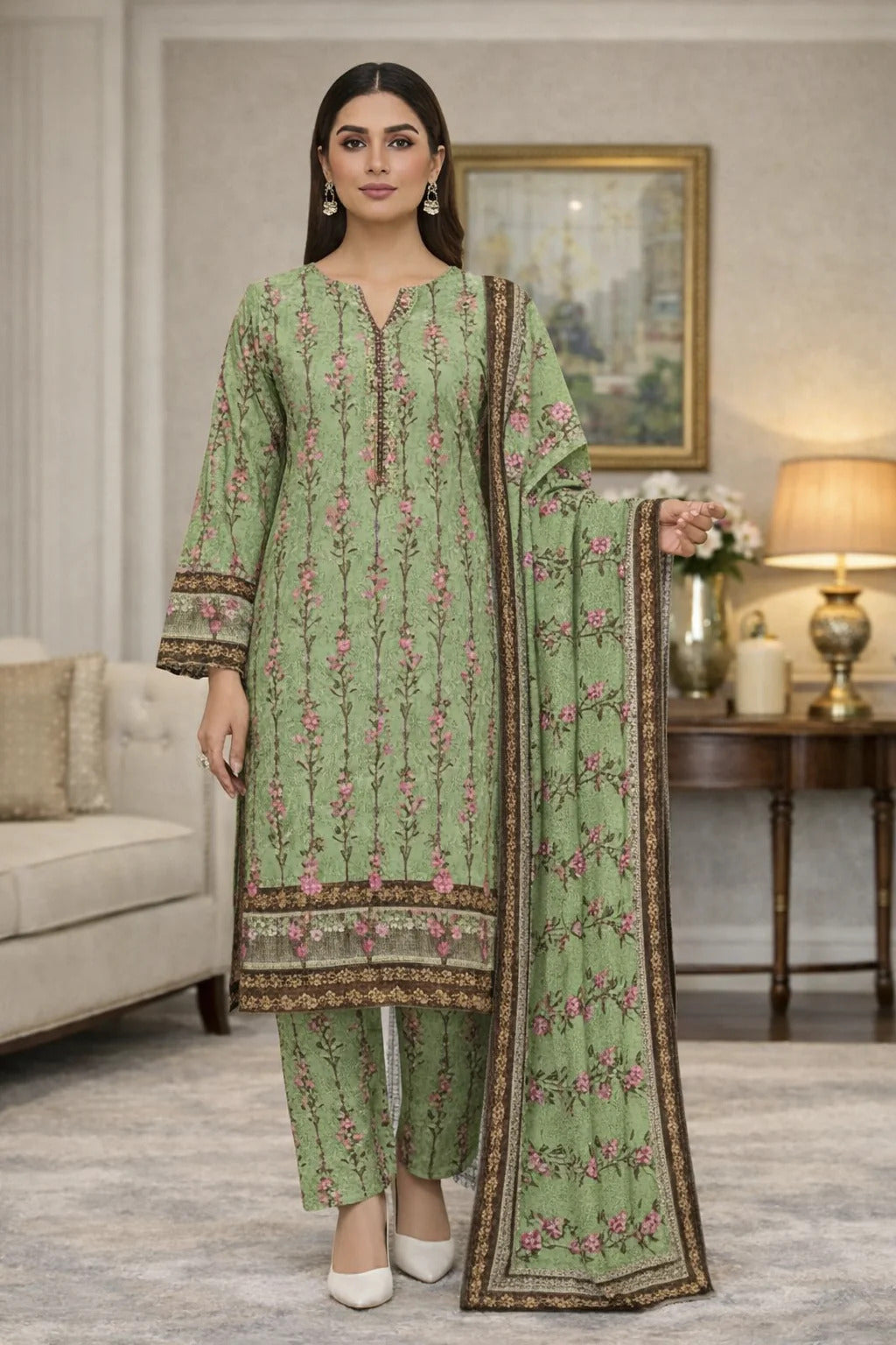 Swiss Lawn Unstitched 3 Piece Suit - A1790
