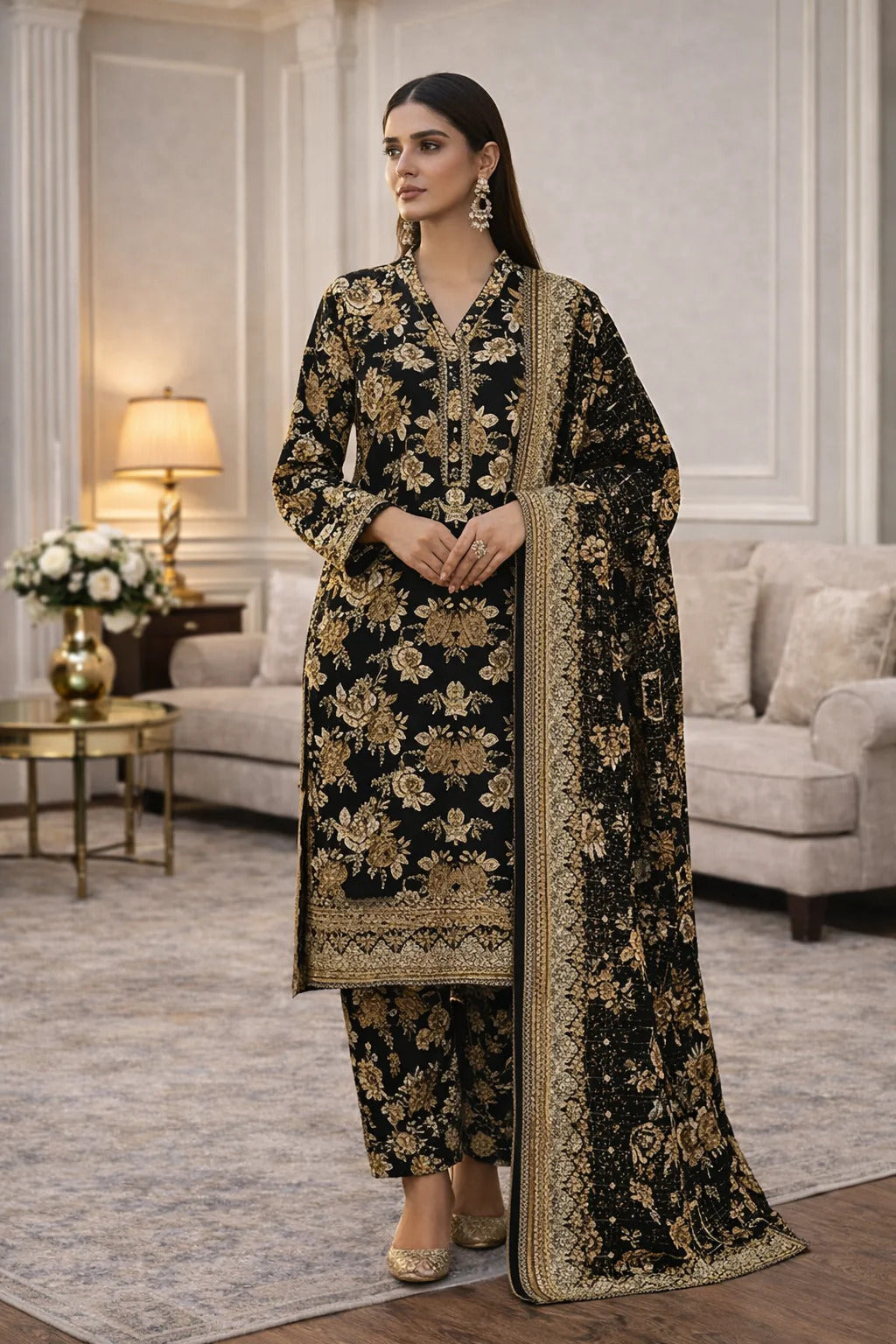 Swiss Lawn Unstitched 3 Piece Suit - A1816