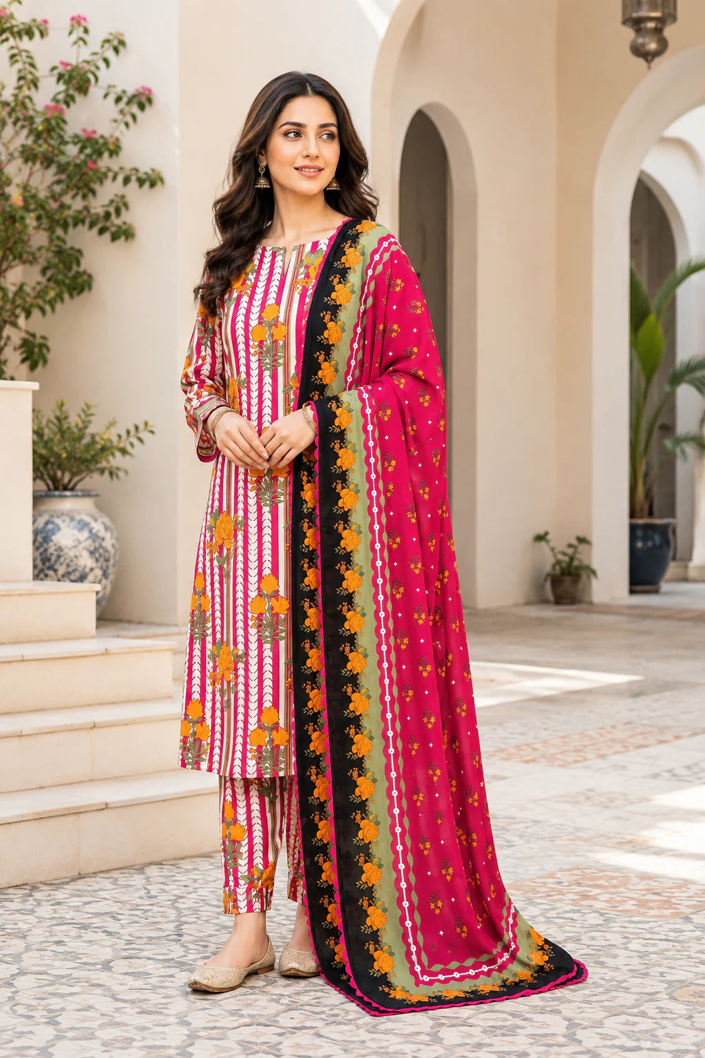 Swiss Lawn Unstitched 3 Piece Suit - A1755