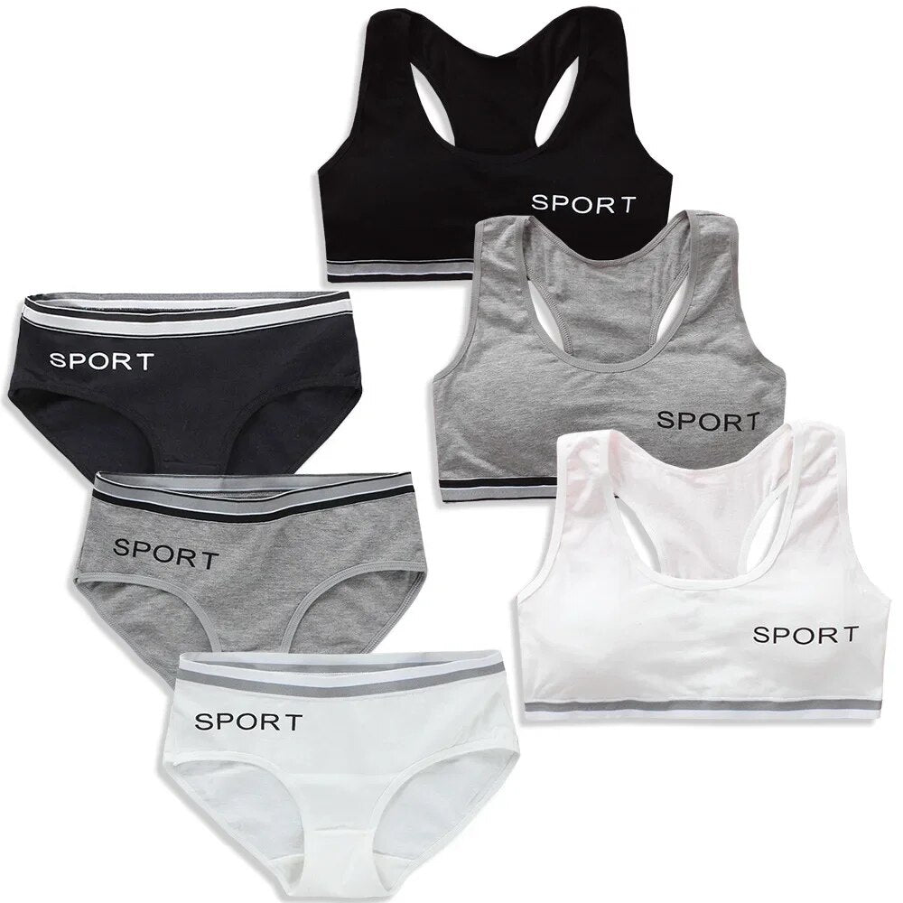 Pantie and Bra Girls Underwear Vest Development Teens Suit Pure Cotton Vest Double Layer Hipster Puberty Little Girl's