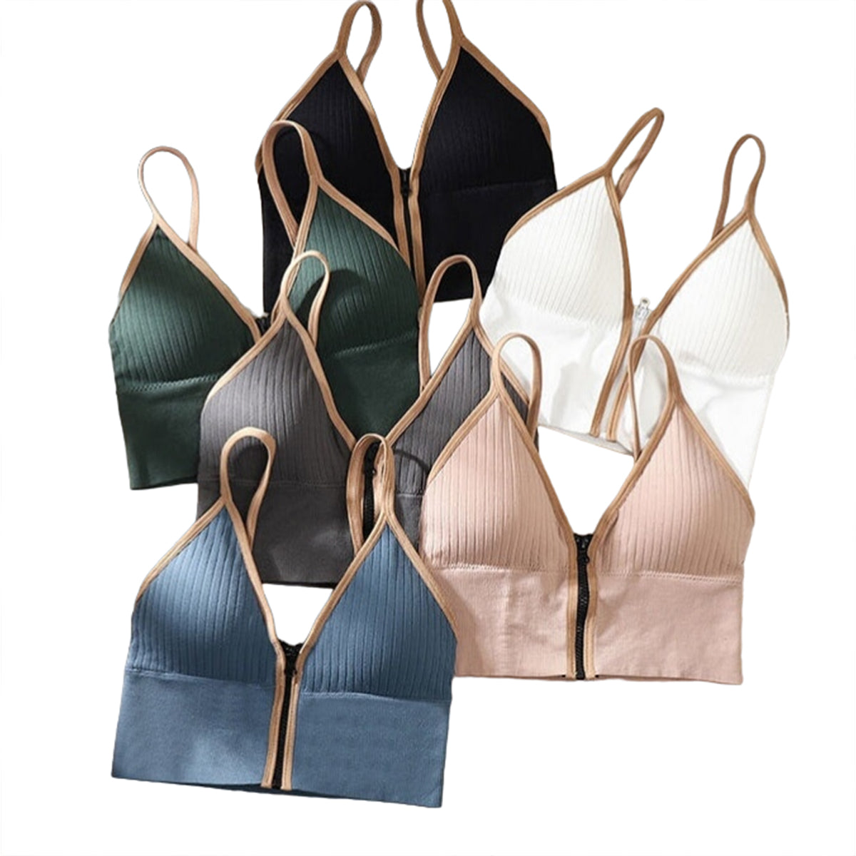 Front Open Deep V neck Design Casual Style Fashionable Wire free Sports Workout Bra