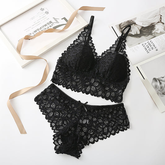 Black Lace Bralette & Panty Set  Elegant & Comfortable