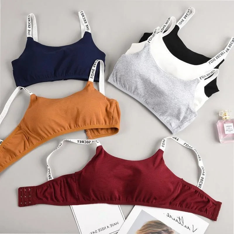 seamless detachable padded sling cotton bra casual letter printing bra fitness breathable ladies bra