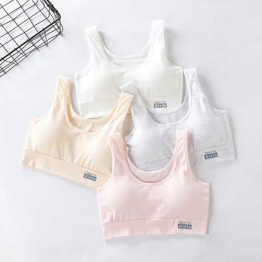 New Student Girl Development Sports Tube Top Solid Color Comfortable Underwear Breathable Training Bra Student Children's Vest
