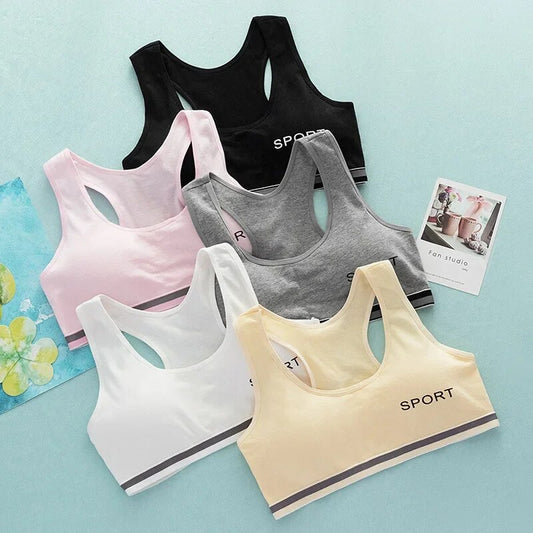Girls Bra Cotton Children Girls Vest Students Comfortable Breathable Sports Bra No Steel Ring Underwear 7 16Y