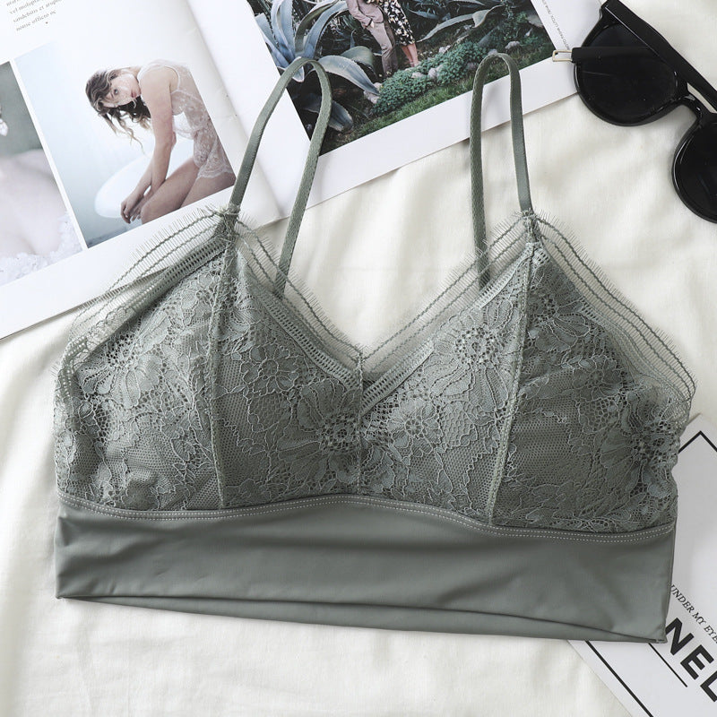 Lace No Rims Bras Female Brassiere Seamless Underwear Women's Thin Bra with Wire Free Gather Lingerie Bralette