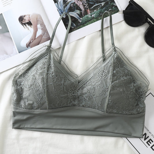 Lace No Rims Bras Female Brassiere Seamless Underwear Women's Thin Bra with Wire Free Gather Lingerie Bralette