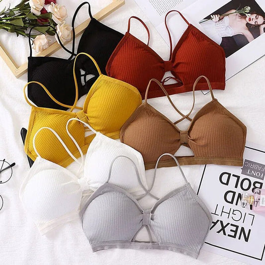 2025 y threaded sports yoga bra pure cotton sports bra fitness top bra breathable strap underwear bra pad wrap chest