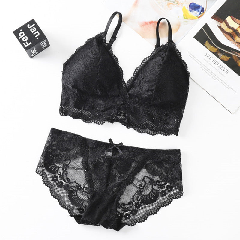 New For Women Blue Green Lingerie Lace Bow Cotton Panties Padded Bras Push Up Bra Sets Underwear A B