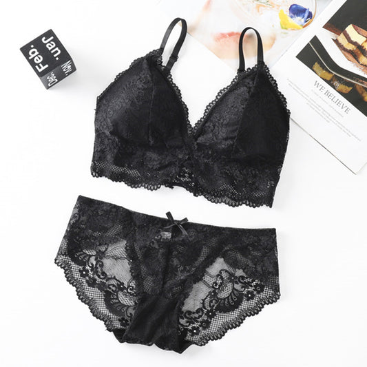 New For Women Blue Green Lingerie Lace Bow Cotton Panties Padded Bras Push Up Bra Sets Underwear A B