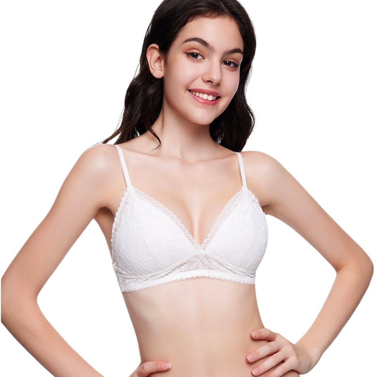 Bras for Girls  Wire Free White Bra For Women Bralette Push Up Brassiere Female Underwear Lingerie Comfort Wireless Lace Lightly Padded Bralette