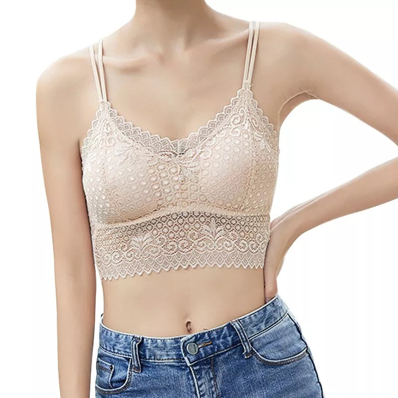 New Style Lace Padded Wireless Bra Stretchable Shoulder Strap for women and girls